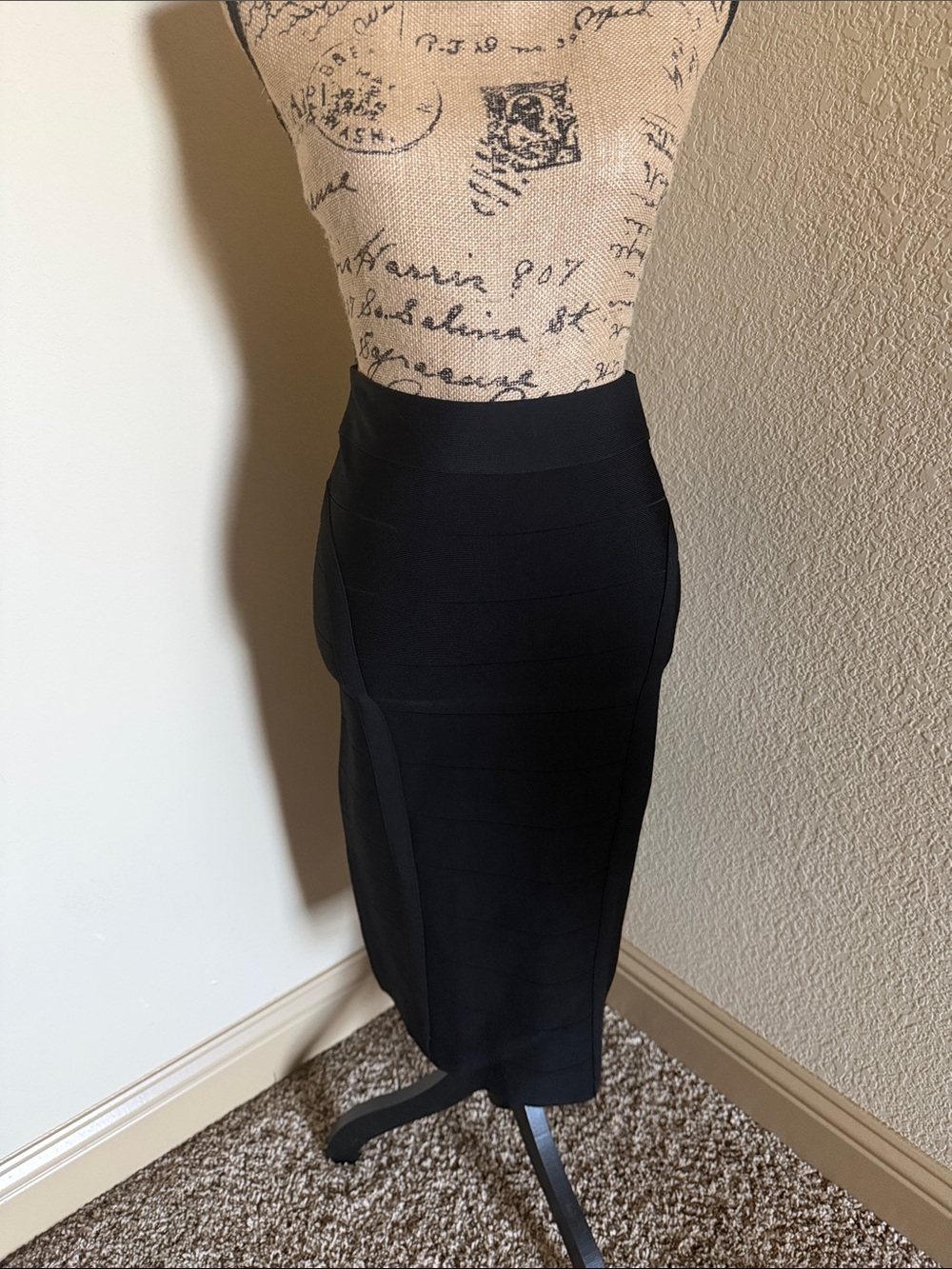 Black Women's Stretch Midi Bandage Skirt